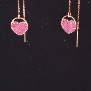 Swarovski Pink Heart Drop Earrings